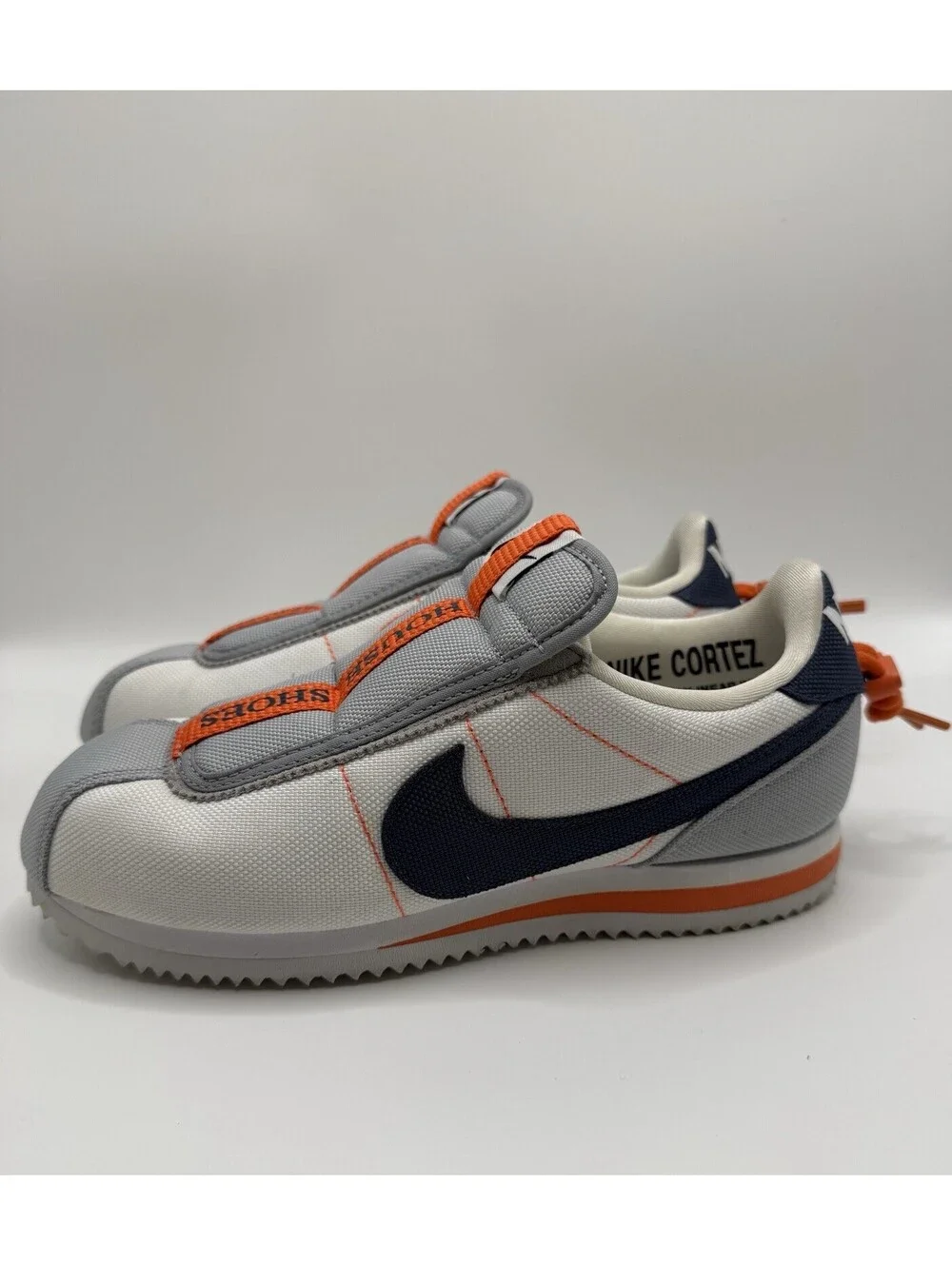 Nike Cortez Slip-On Women’s Size 5 Gray Orange Sneakers Casual Shoes Hook & Loop